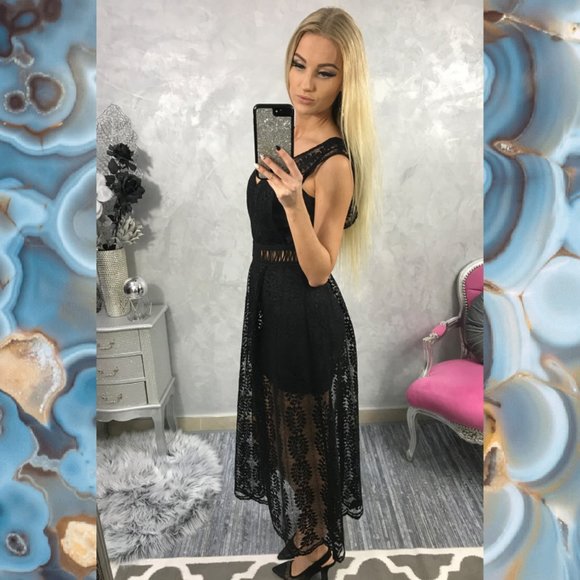 Black Contrast Lace Dress - Picture 7 of 9